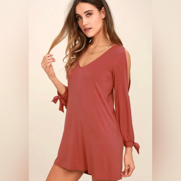 Lulus Glory of Love Rusty Rose Shift Dress Size Medium - Picture 6 of 9